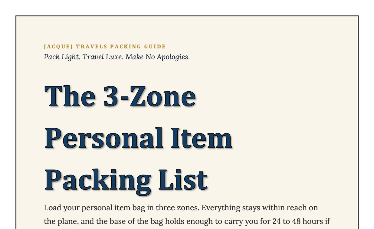 The 3-Zone Personal Item Packing List cover