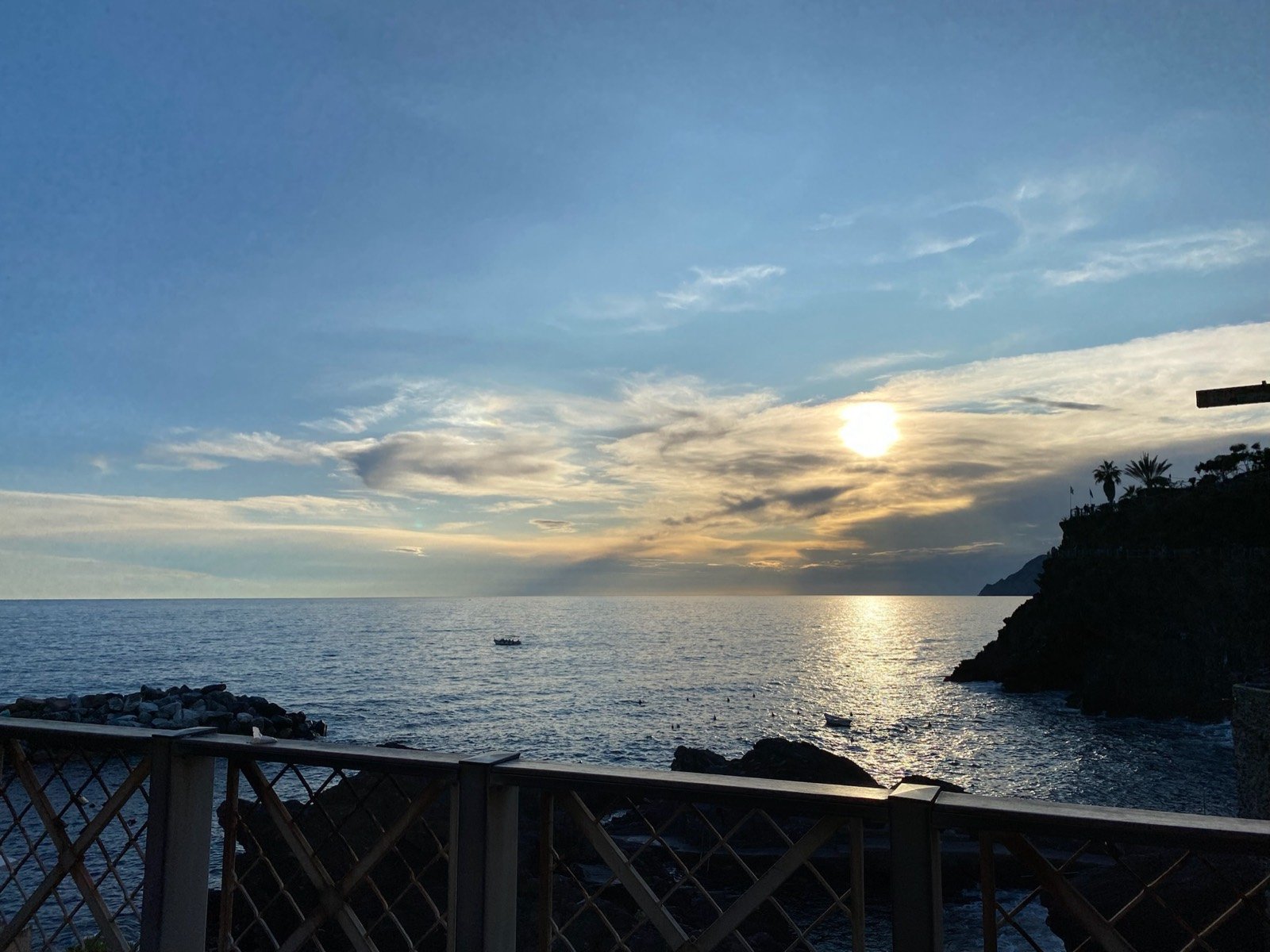 Sunset over the sea in Cinque Terre