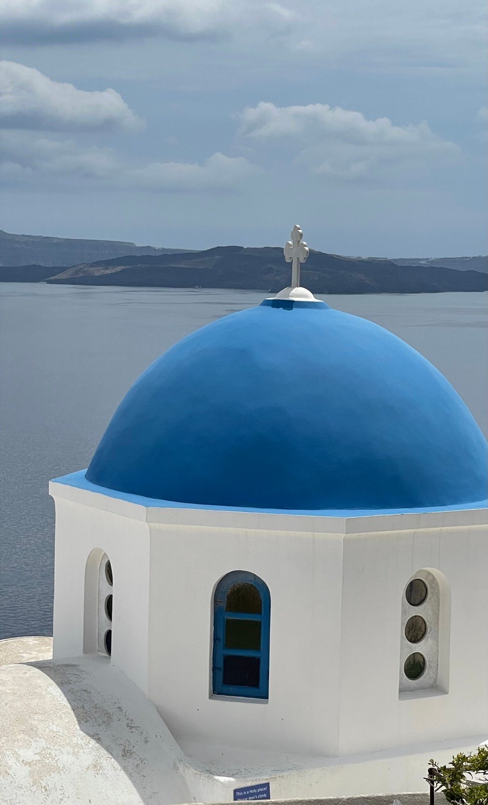 Blue domed church in Santorini