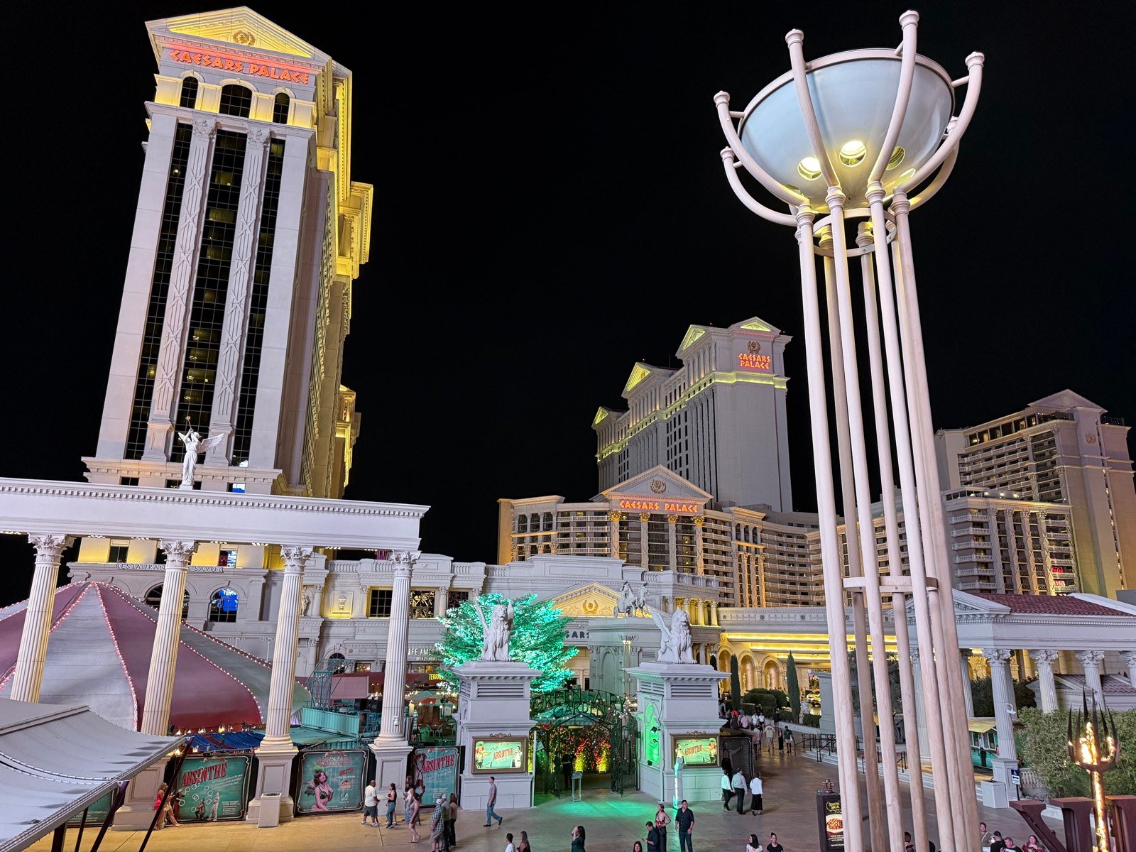 Caesars Palace at night in Las Vegas